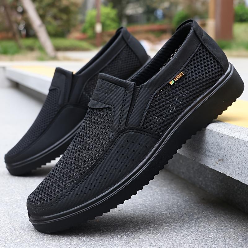 Leichte Herren Atmungsaktive Slipper Freizeitschuhe - Braunes Mesh-Gewebe Low-Top Walking-Sneaker für Outdoor, Ganzjahreskomfort 39 schwarz von Joom DACH