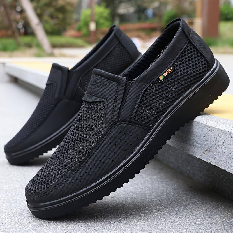 Leichte Herren Atmungsaktive Slipper Freizeitschuhe - Braunes Mesh-Gewebe Low-Top Walking-Sneaker für Outdoor, Ganzjahreskomfort 39 schwarz von Joom DACH