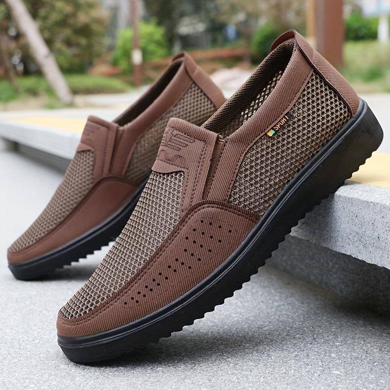 Leichte Herren Atmungsaktive Slipper Freizeitschuhe - Braunes Mesh-Gewebe Low-Top Walking-Sneaker für Outdoor, Ganzjahreskomfort 41 braun von Joom DACH
