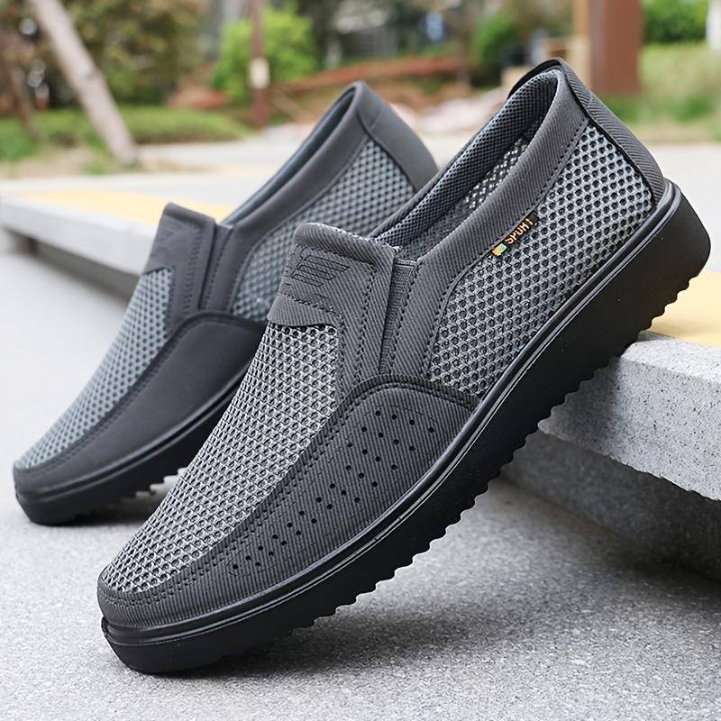 Leichte Herren Atmungsaktive Slipper Freizeitschuhe - Braunes Mesh-Gewebe Low-Top Walking-Sneaker für Outdoor, Ganzjahreskomfort 44 grau von Joom DACH