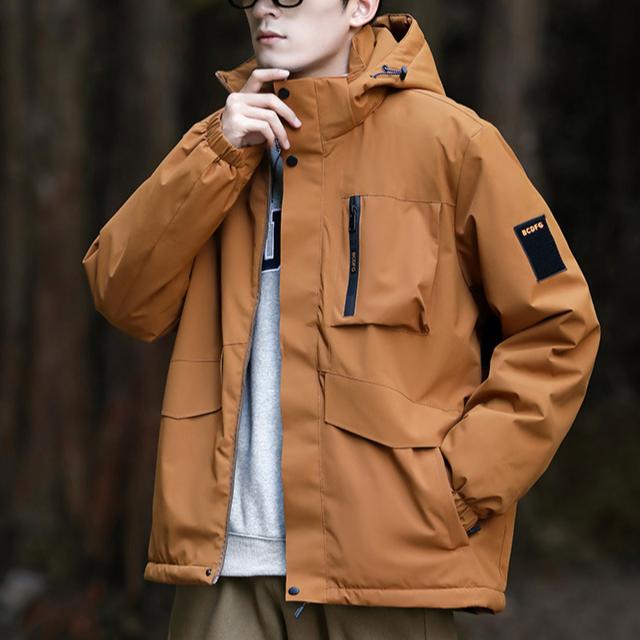 Leichte Herrenjacke, winddichte Regenjacke mit Kapuze für Männer, Wander-, Rad- und Reisejacke, Übergröße 8XL 4XL braun von Joom DACH