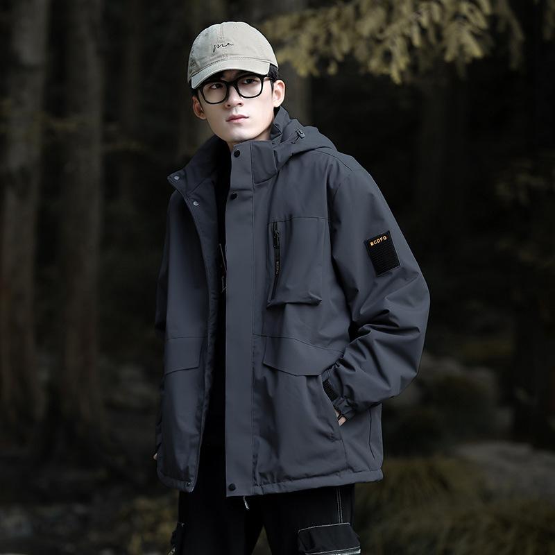 Leichte Herrenjacke, winddichte Regenjacke mit Kapuze für Männer, Wander-, Rad- und Reisejacke, Übergröße 8XL 8XL grau von Joom DACH