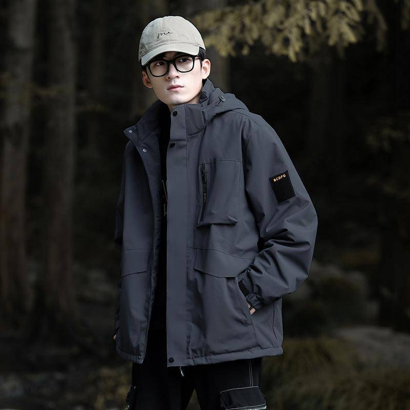 Leichte Herrenjacke, winddichte Regenjacke mit Kapuze für Männer, Wander-, Rad- und Reisejacke, Übergröße 8XL 8XL grau von Joom DACH