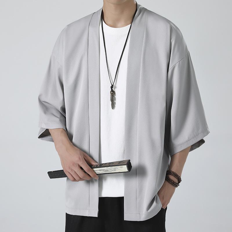 Leichte Kimonos für Herren, traditionelle japanische Kleidung, offener Cardigan-Umhang, Jacke, Mantel, Schwarz XL Leichte Kimonos für Herren, traditionelle japanische Kleidung, offener Cardigan-Umhang, Jacke, Mantel, Schwarz XL von Joom DACH