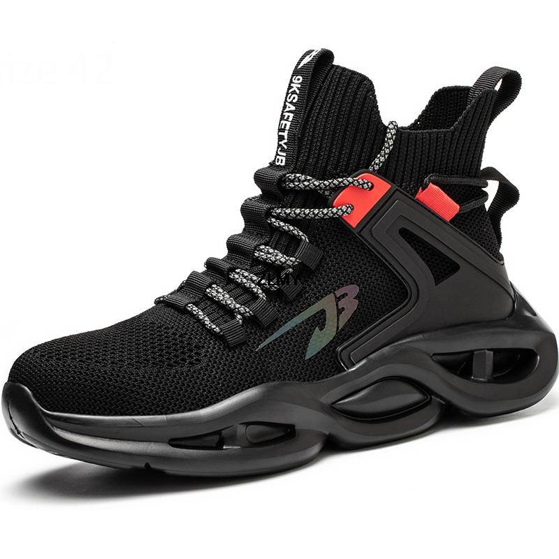 Leichte Sicherheitsschuhe für Männer, atmungsaktive Arbeitssicherheitsstiefel mit Stahlkappe, modische Arbeitsschuhe für Männer, Stich- und Smash-sicherer Sneaker 36 schwarz von Joom DACH