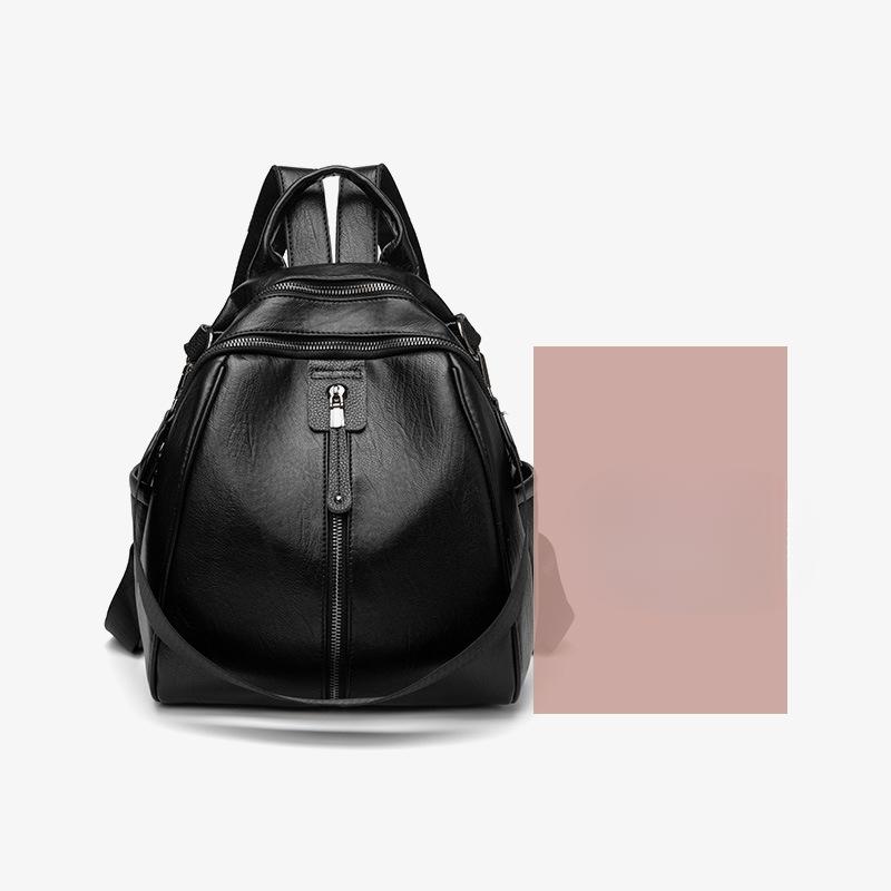 Leichter, einfach zu tragender Rucksack aus weichem Leder für Damen, schlichter Sommerrucksack, Studentenrucksack, Reisetasche von Joom DACH