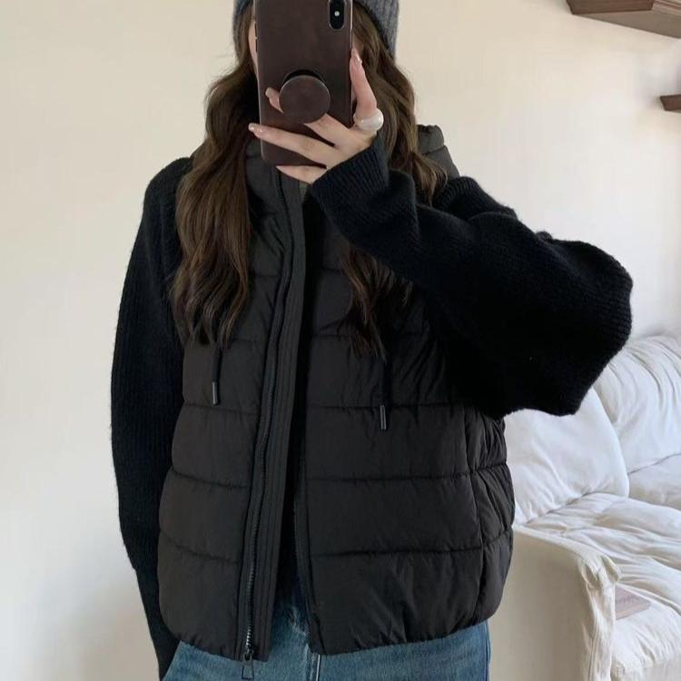 Leichter Strickpullover Ärmel Damen Kurz Winter Baumwollmantel Jacke XXL schwarz von Joom DACH