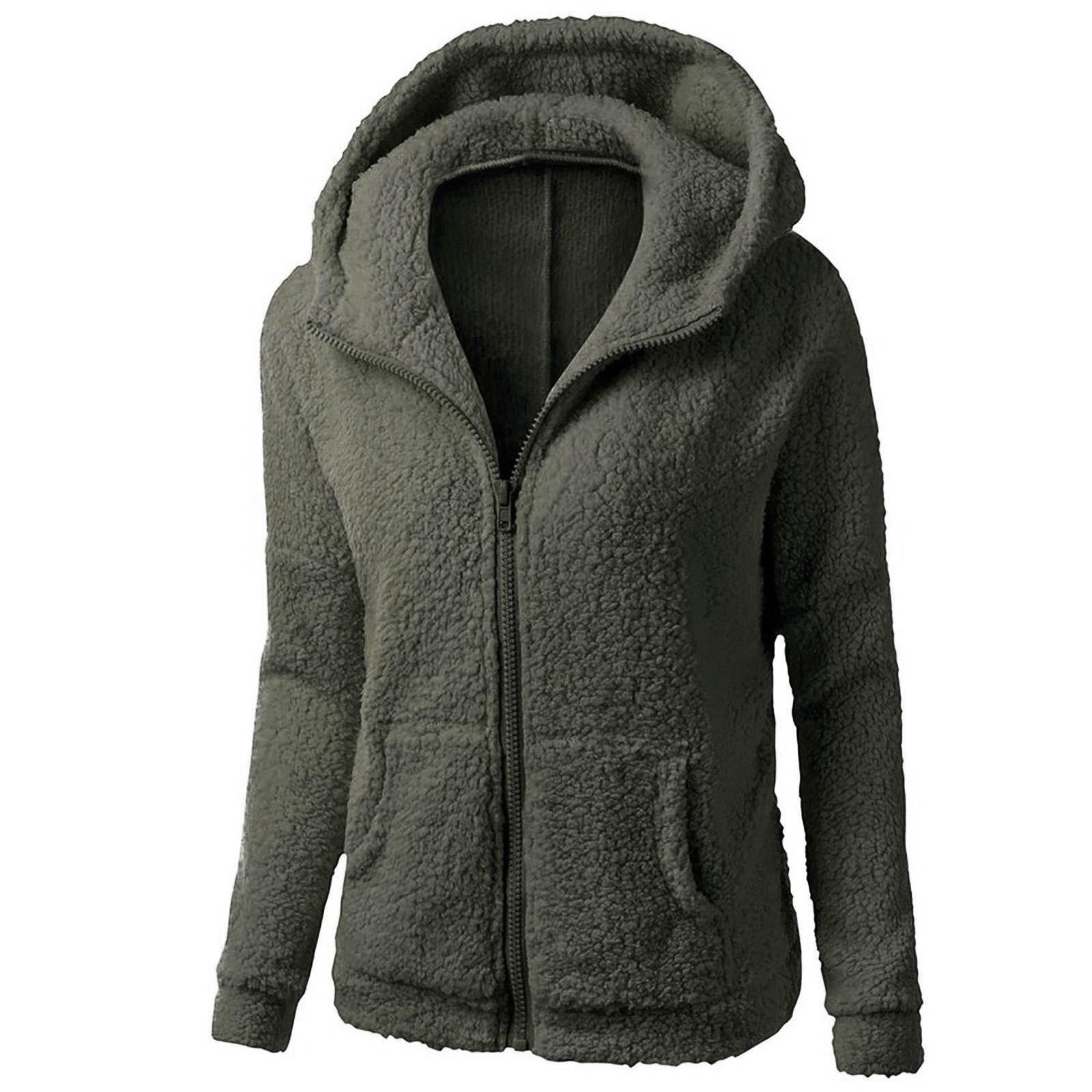 Leichtes Damen-Sweatshirt mit Kapuze, Wintermantel, warm, Reißverschluss, Oberbekleidung, Damen-Oberbekleidung, Kapuzenpullover M armee grüne von Joom DACH