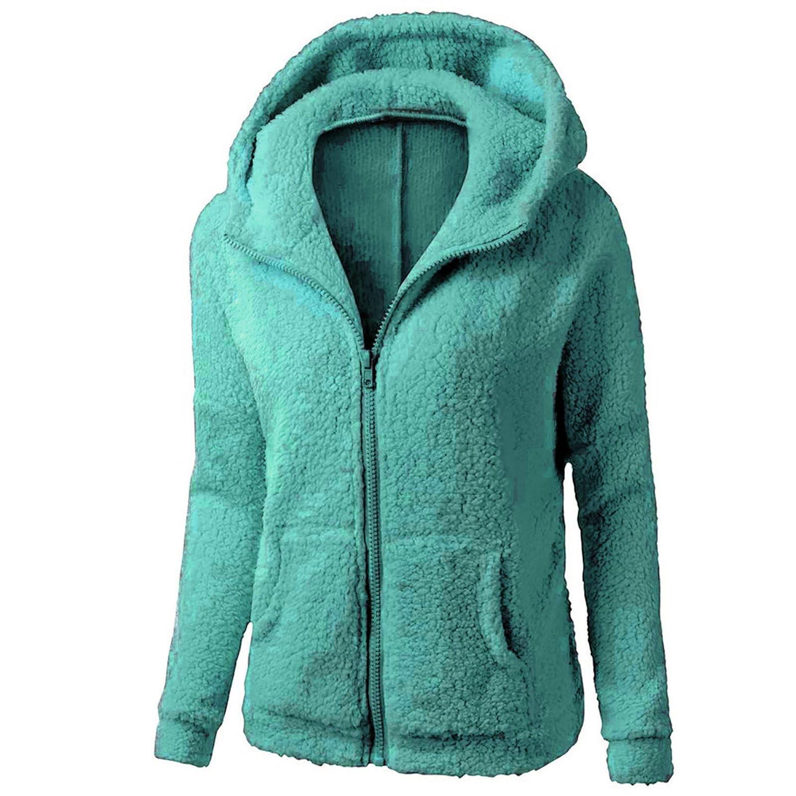 Leichtes Damen-Sweatshirt mit Kapuze, Wintermantel, warm, Reißverschluss, Oberbekleidung, Damen-Oberbekleidung, Kapuzenpullover XL cyanblau von Joom DACH