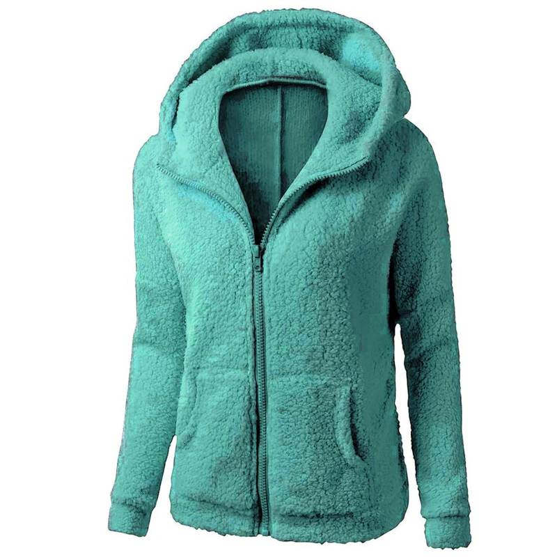 Leichtes Damen-Sweatshirt mit Kapuze, Wintermantel, warm, Reißverschluss, Oberbekleidung, Damen-Oberbekleidung, Kapuzenpullover XL cyanblau von Joom DACH