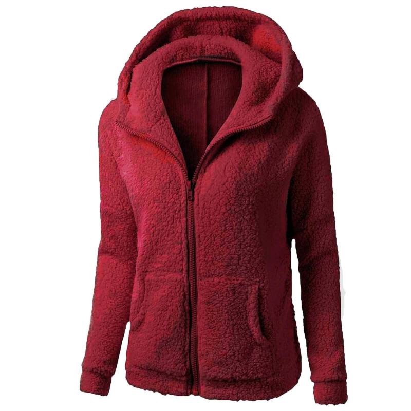 Leichtes Damen-Sweatshirt mit Kapuze, Wintermantel, warm, Reißverschluss, Oberbekleidung, Damen-Oberbekleidung, Kapuzenpullover XXL weinrot von Joom DACH