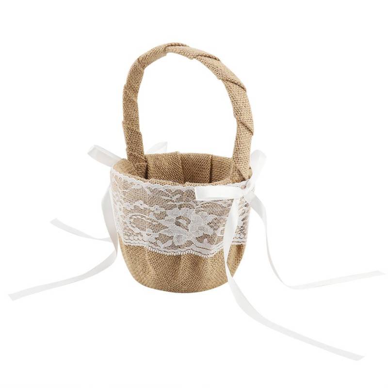 Leinen Baumwolle Und Leinen Spitze Material Hochzeits Blumenkorb Mädchen Korb Weißer Blumenkorb von Joom DACH