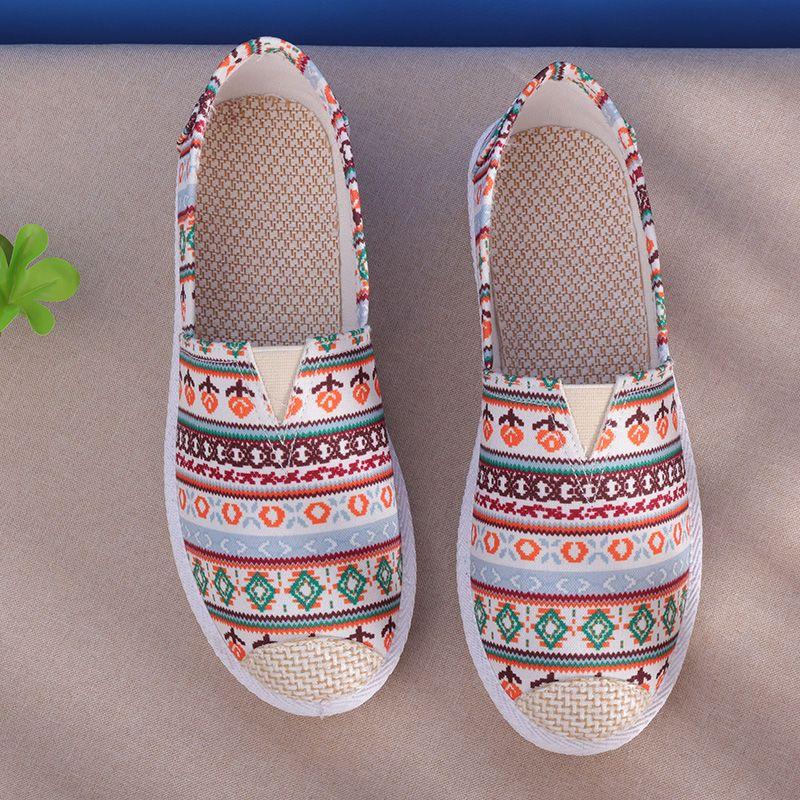 Leinenschuhe Alte Peking Stoffschuhe Damen Slipper Flache Schuhe Weiche Flache Allround-Freizeitsneaker Arbeitsschuhe 35 von Joom DACH