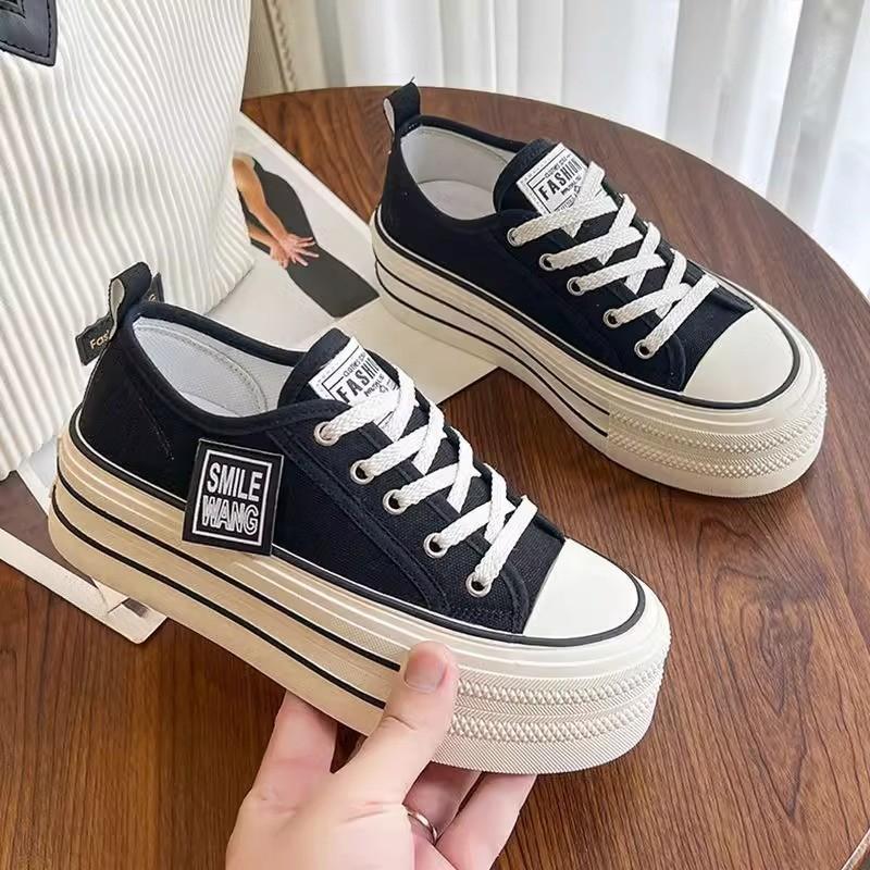 Leinenschuhe Plateau Damen Frühling und Herbst Neue Kleine Schnürschuhe Low-Top Weiße Schuhe 40 von Joom DACH