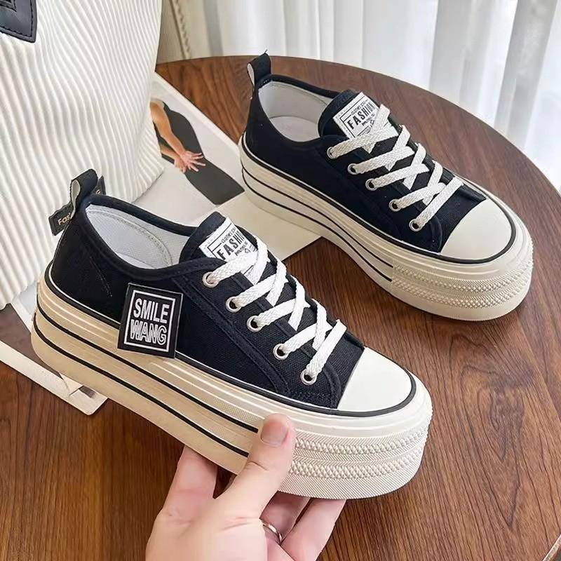 Leinenschuhe Plateau Damen Frühling und Herbst Neue Kleine Schnürschuhe Low-Top Weiße Schuhe 40 von Joom DACH