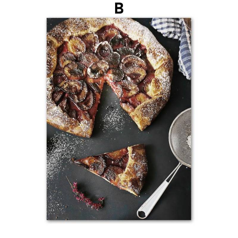 Leinwand Malerei Kaffeemaschine Pizza Ei Brot Restaurant Nordic Poster und Drucke Wand Kunst Bilder für Wohnzimmer Bar Dekor 30X40cm No Frame von Joom DACH