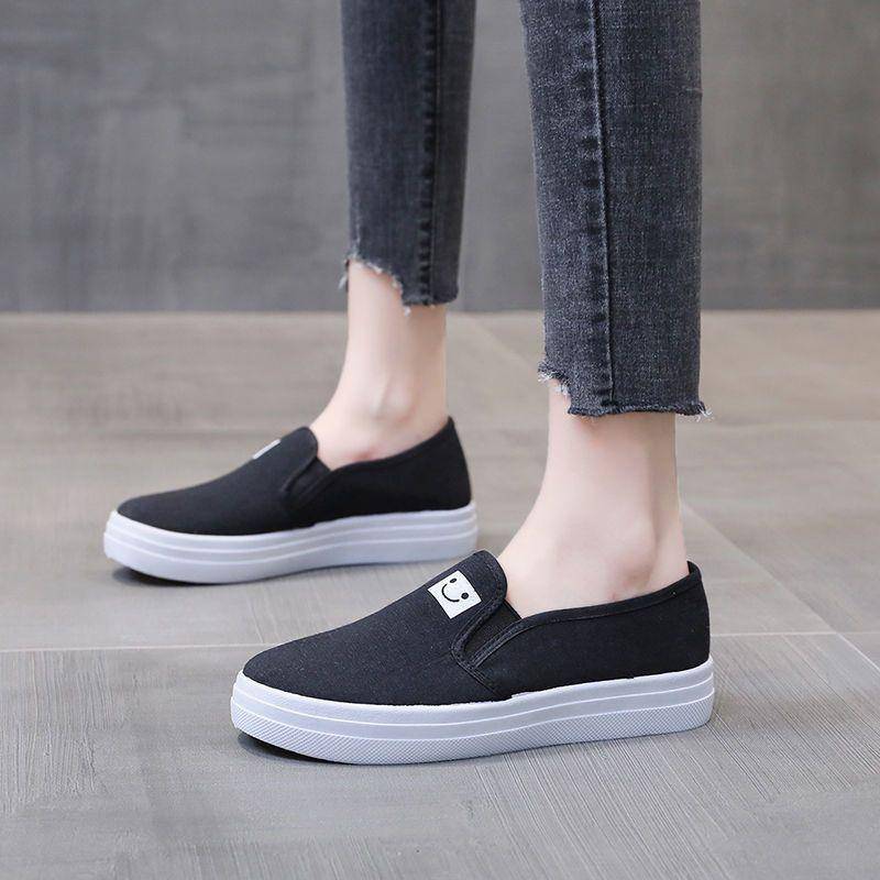 Leinwand Schuhe Weibliche Student Casual Tuch Schuhe Koreanischen Stil frauen Schuhe Flache Einzelnen Schuh Faul Kleine Weiße Schuhe 40 schwarz von Joom DACH