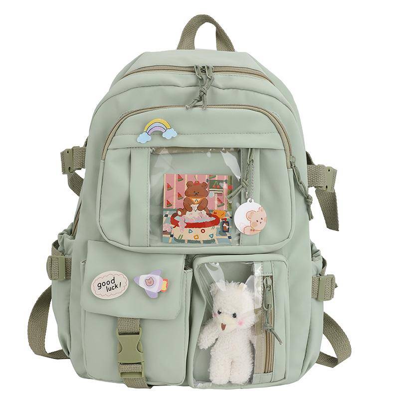 Leinwand Schulranzen für Teenager Mädchen Jungen Rucksack Frauen Laptop Rucksack Schule Taschen für Jungen Reise Only Bag grün von Joom DACH