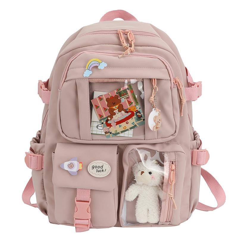 Leinwand Schulranzen für Teenager Mädchen Jungen Rucksack Frauen Laptop Rucksack Schule Taschen für Jungen Reise With Accessories rosa von Joom DACH