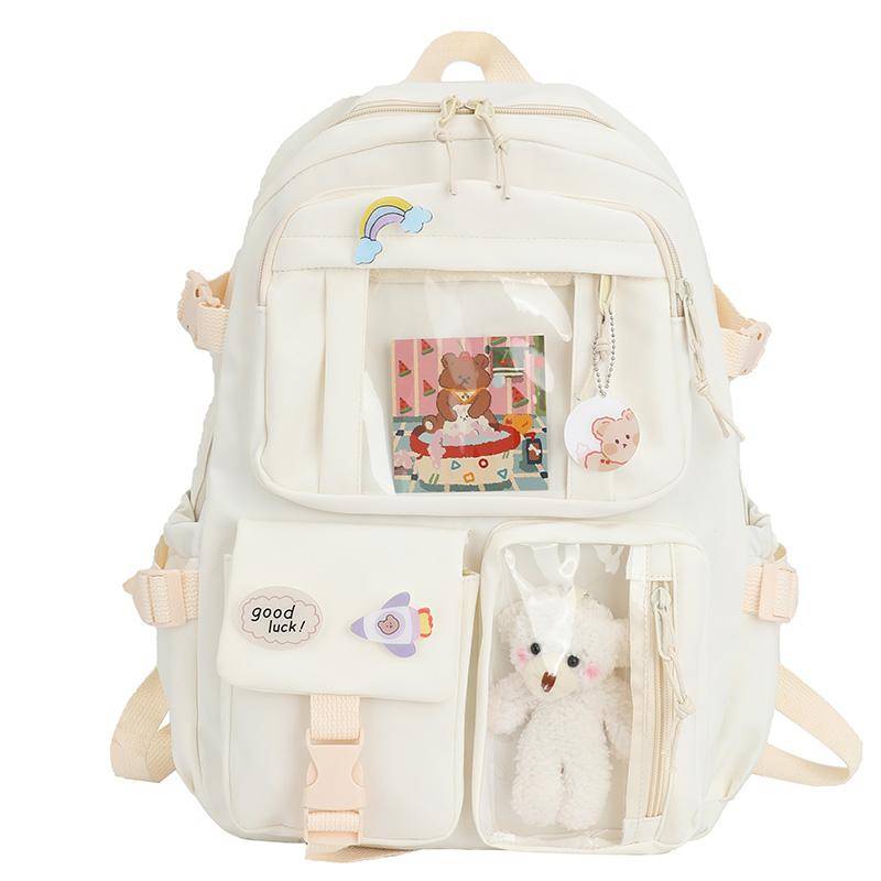 Leinwand Schulranzen für Teenager Mädchen Jungen Rucksack Frauen Laptop Rucksack Schule Taschen für Jungen Reise With Accessories weiß von Joom DACH