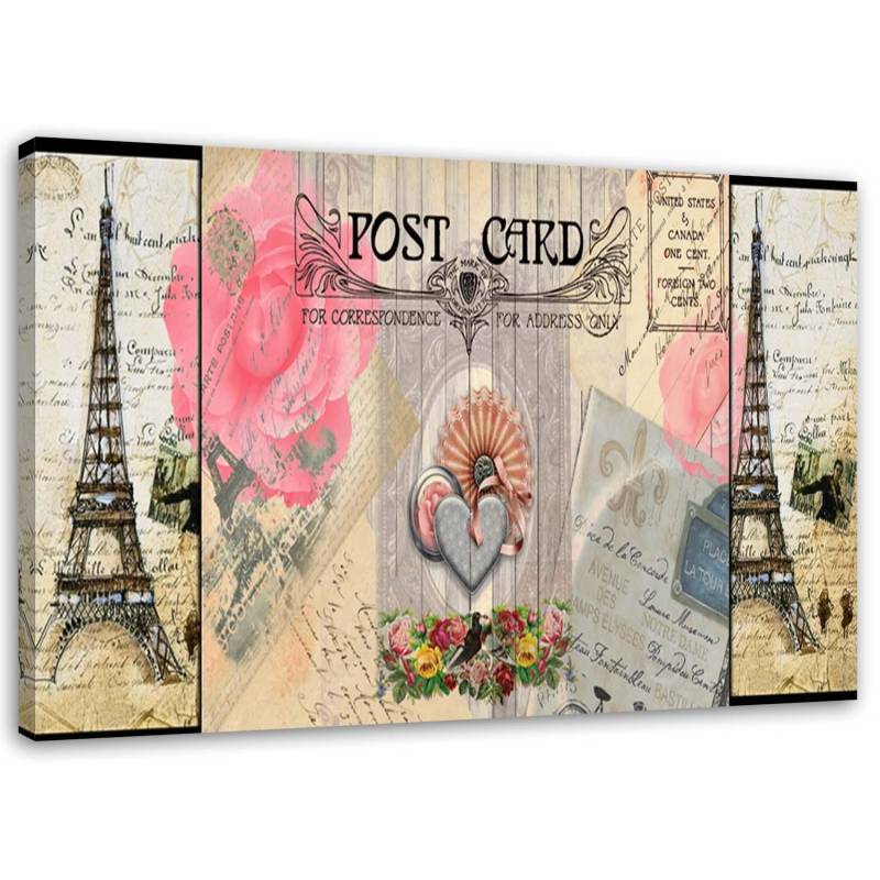 Leinwandbild Paris Vintage Retro-Postkarte 60x40 graue Leinwandbild Paris Vintage Retro-Postkarte 60x40 graue von Joom DACH