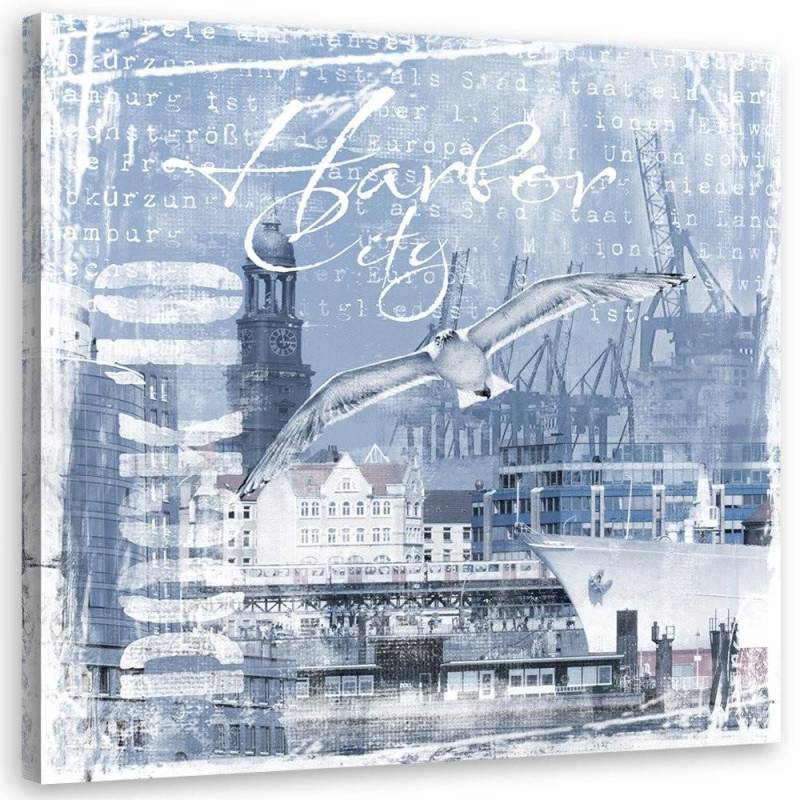 Leinwandbild Portblaue Postkarte 30x30 blau Leinwandbild Portblaue Postkarte 30x30 blau von Joom DACH