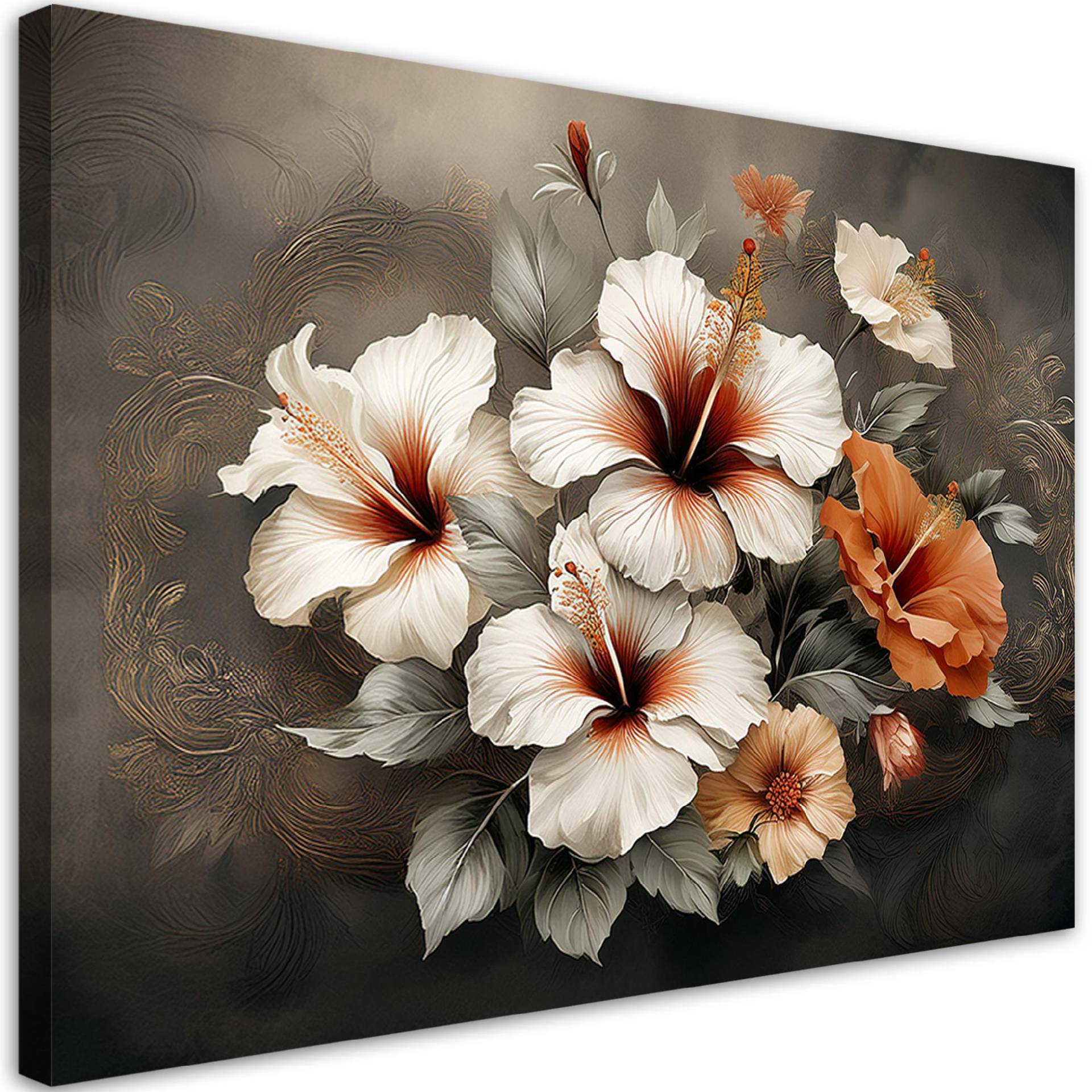 Leinwanddruck, 3D Abstrakte Blume 60x40 graue von Joom DACH