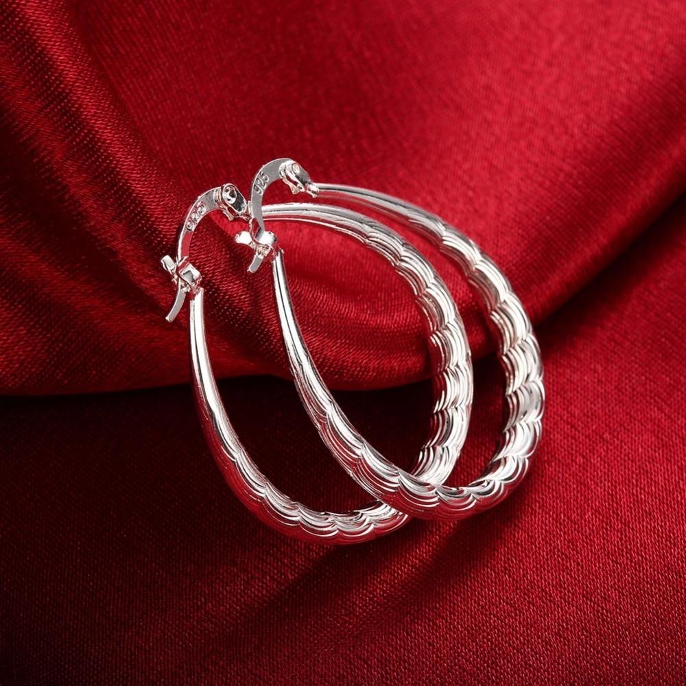 Lekani Fischmuster Oval Große Kreolische Creolen Für Frauen 925 Sterlingsilber Ohrring Europäische Marke Feiner Schmuck Geschenke von Joom DACH
