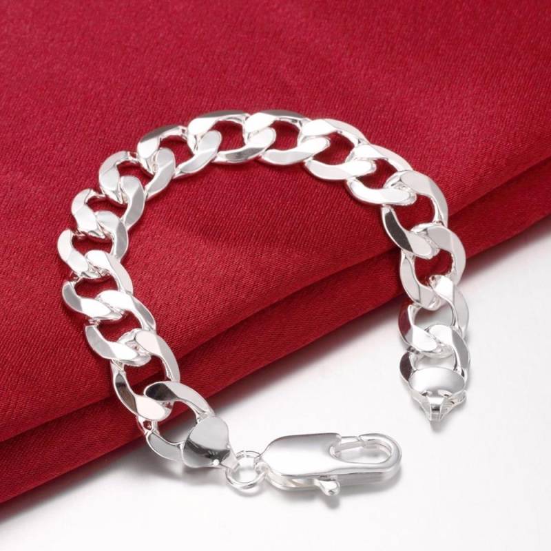 Lekani Neuer edler Schmuck für Männer, 925 Sterling Silber, Armreif, 12 mm, Figaro-Ketten, 925 Silber, Armbänder und Armreifen für Männer von Joom DACH