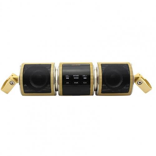Lenker Motorrad MP3-Player Lautsprecher Bluetooth Musik FM Radio Wasserdicht Verstellbare Halterung Motorrad Audio Stereo 12 V gold von Joom DACH