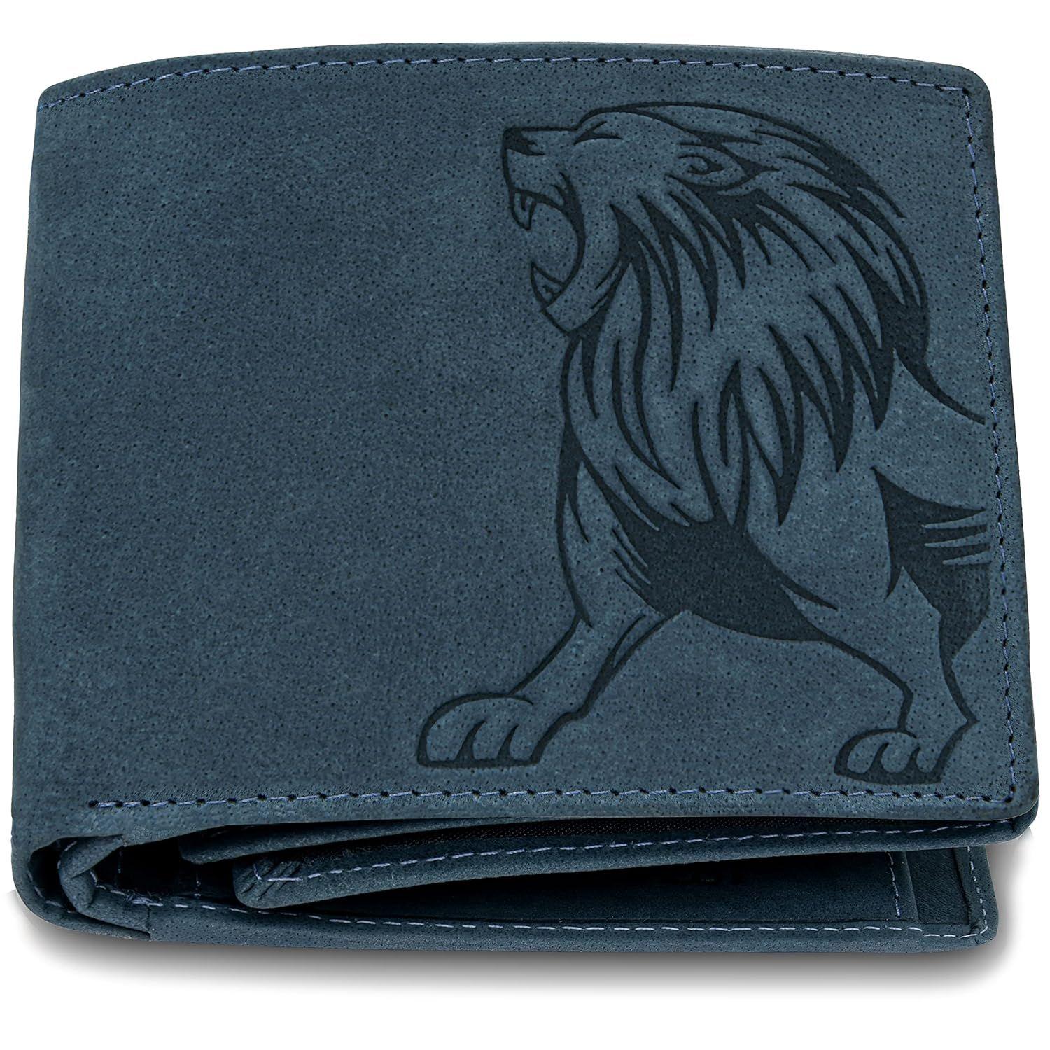 Leo RFID-blockierende Vintage-Geldbörse aus braunem Leder für Herren blau von Joom DACH