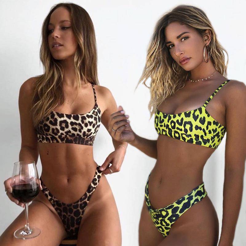 Leopard Bikinis Frauen Bademode Push-up Badeanzug Weibliche Micro Sexy Bikini Set Tanga Badeanzug M grün von Joom DACH