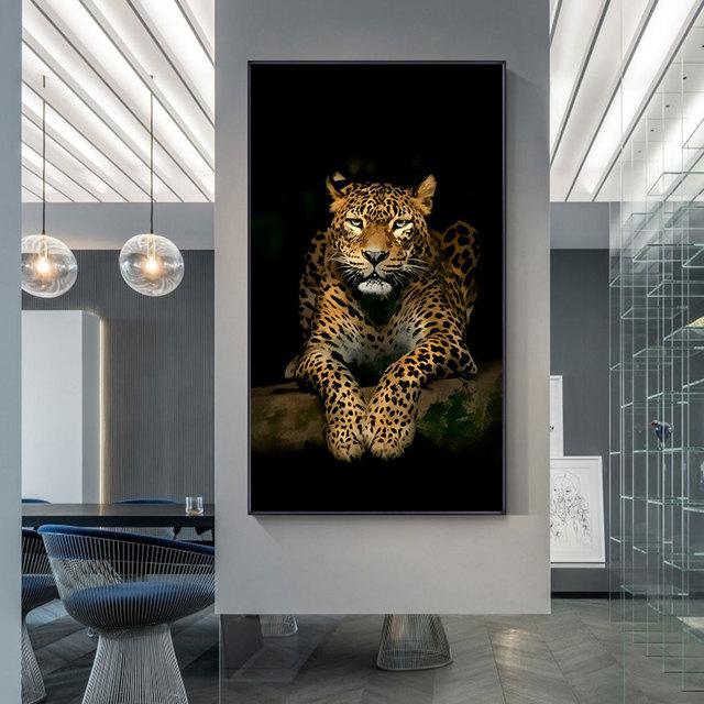 Leopard-Gemälde auf Leinwand, große Katze, Poster und Drucke, Tier-Wandbild, handbedruckte Wandkunst für Wohnzimmer-Eingangsdekoration 30cm×60cm NoFrame von Joom DACH