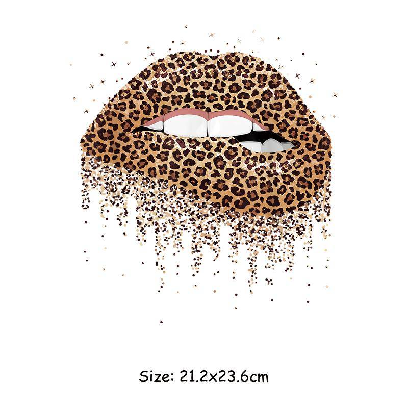 Leopard Lippen Patches Für Kleidung Punk Patches Kleidung Aufkleber Parches Ropa Jeans Hoodies Diy Wärme Drücken Applizierte Eisen Patch 21.2x23.6cm von Joom DACH