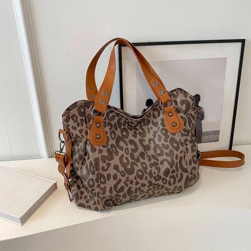 Leopard Muster Schulter Taschen für Frauen PU Leder Weibliche 2024 Winter Trend Winter Mode Umhängetasche Große Handtaschen braun von Joom DACH
