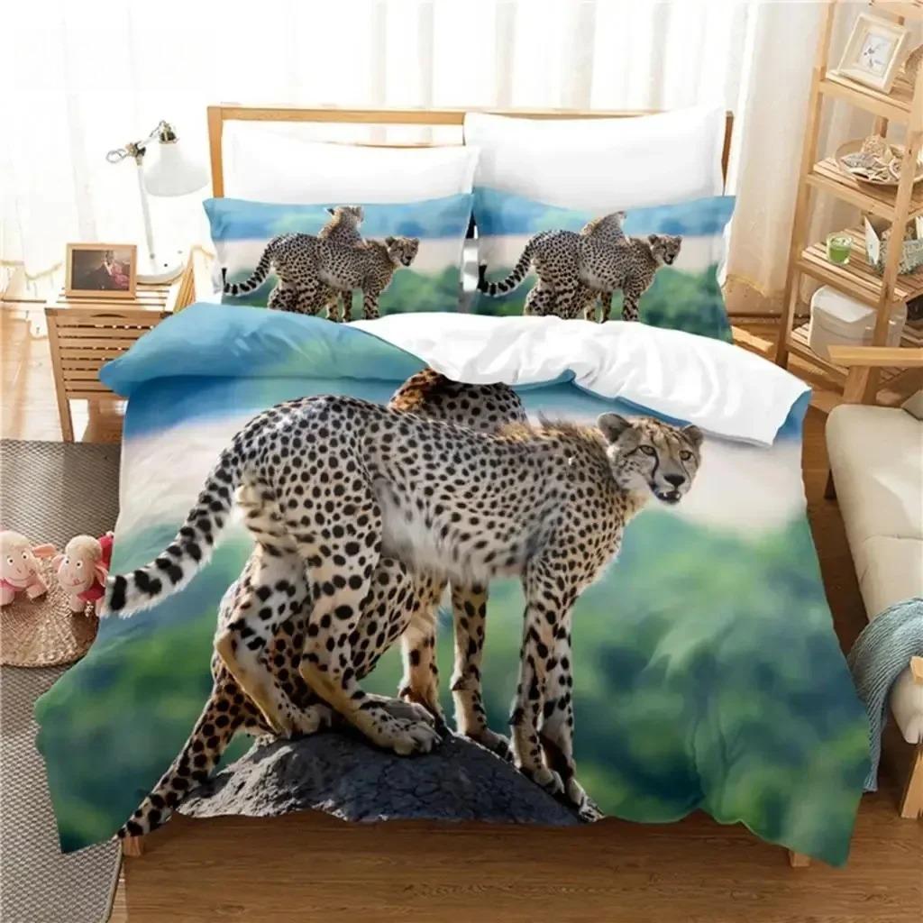 Leoparden Bettwäsche-Set Bettbezug-Set 3D Bettwäsche Digitaldruck Bettwäsche Queen Size Bettwäsche-Set 70x133cm 2pcs von Joom DACH