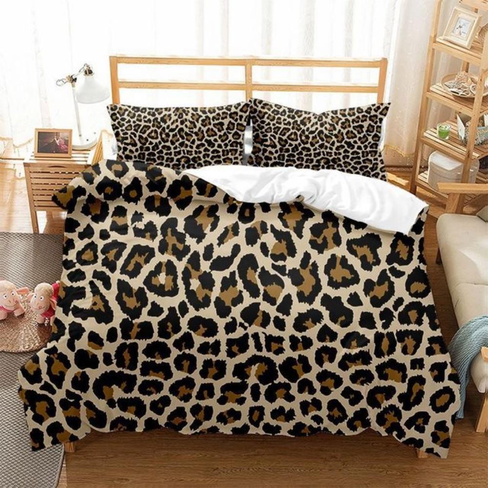 Leopardenmuster Bettwäscheset für Damen Herren Jugendliche Afrikanisches Tier Gepard Bettbezug Einzel Doppel Queen King Full Twin Bettbezug US Queen(228x228cm) von Joom DACH