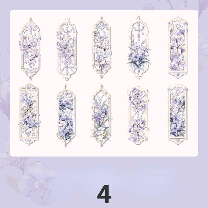 Lesezeichen mit speziellem Rahmen in Blumenform, Reliefvergoldung, Lesezeichen für Schüler, Lehrerbedarf, 10 Stück/Packung violett von Joom DACH