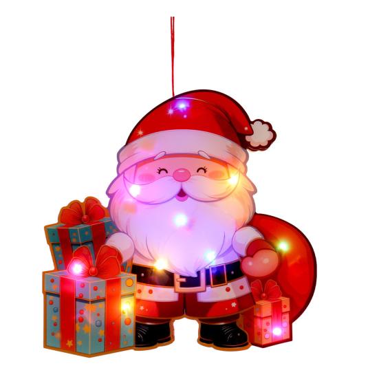 Leuchtender Weihnachtsmann Türhänger LED Weihnachtsdeko mit Rentier Schneemann DIY Beleuchtete Feiertags-Hängeornamente für Fenster Kaminsims Dekorationen A von Joom DACH