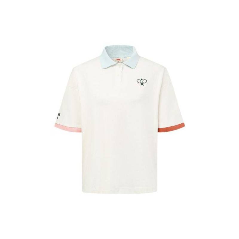 Levis Color Block Logo Print Kurzarm Poloshirt Damen Tops Weiß A4934-0000 M von Joom DACH