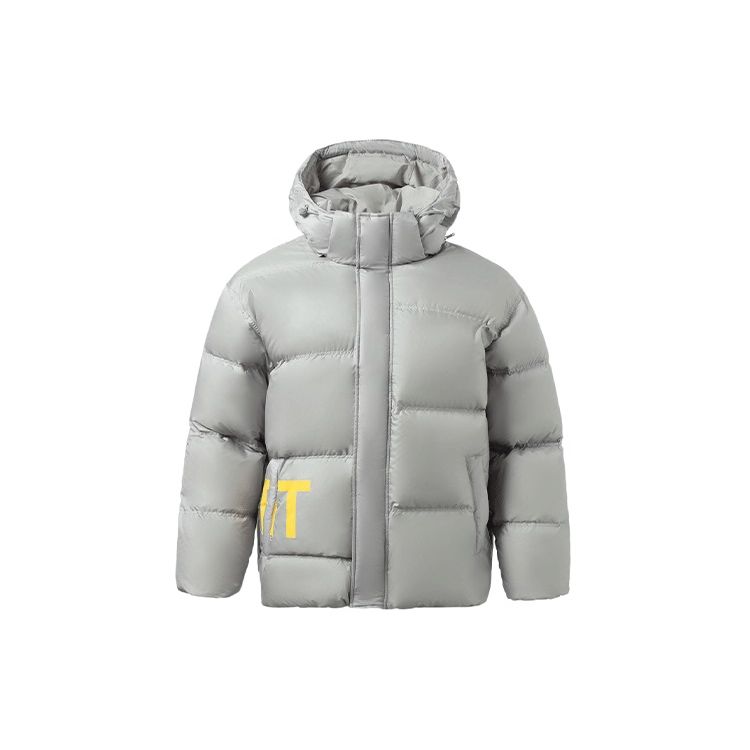 Li Ning CF Sports Fashion Serie Buchstaben-Print Warme Kapuzen-Daunenjacke Herren Oberbekleidung Grau AYMR504-3 XL von Joom DACH