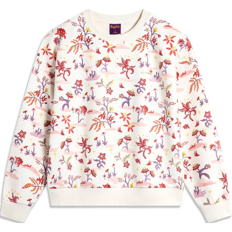 Li Ning Daily Prosperity Serie Bequemes Lässiges Lockeres Rundhals-Pullover-Sweatshirt Damen-Sweatshirt Off-White AWDU034-8 L von Joom DACH