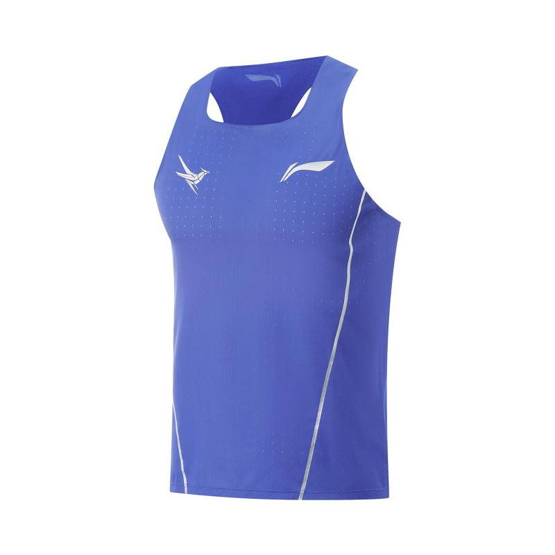 Li Ning Dragon Sparrow Hautfreundlich Atmungsaktiv Einfach Slim Fit Ärmellos Rennwettkampf Top Weste Herren Tops Hellblau AAYV123-6 XL von Joom DACH