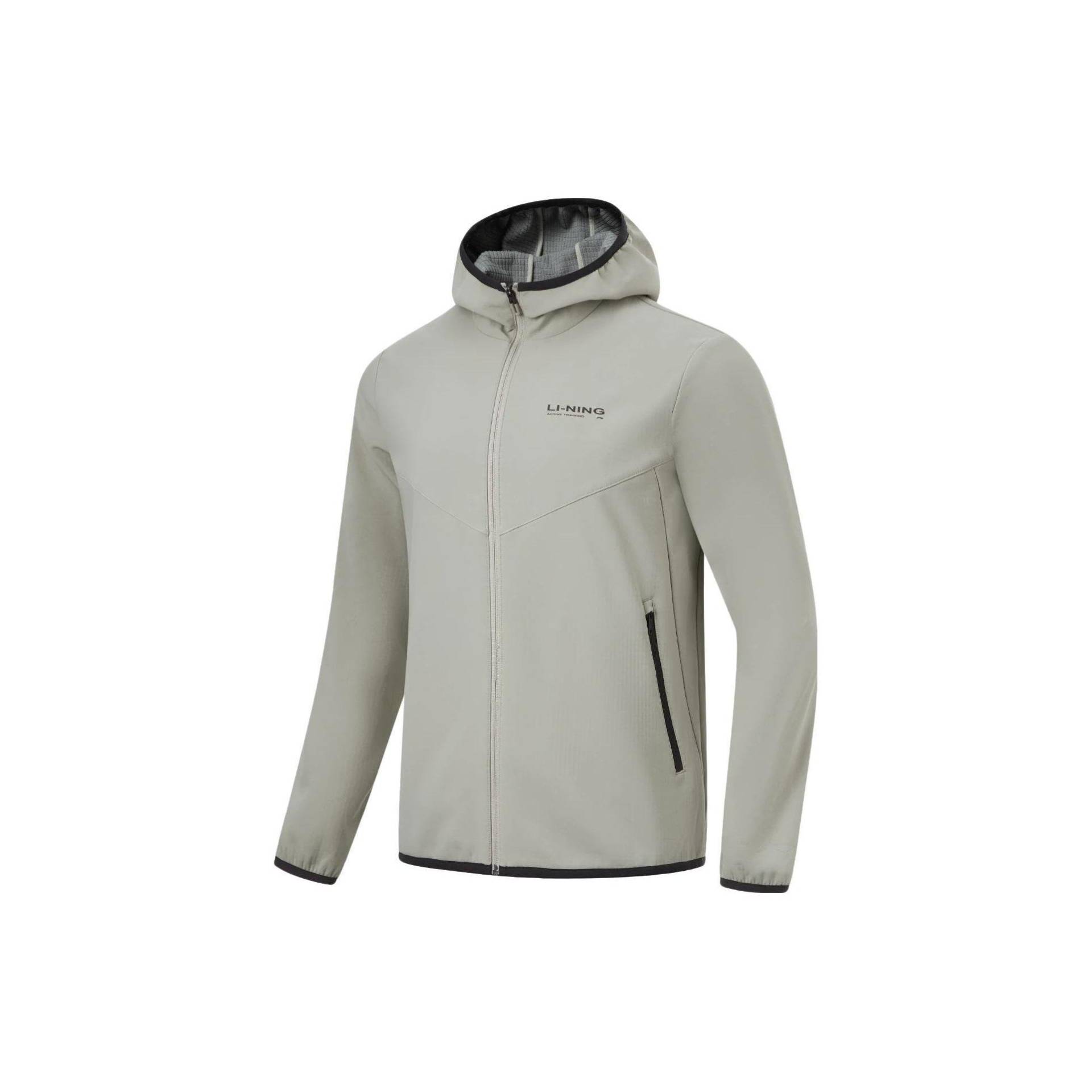 Li Ning Einfarbiges Fleece-Sportjacke mit Reißverschluss und Kapuze für Herren Jacken Steingrau AFDT835-1 L von Joom DACH