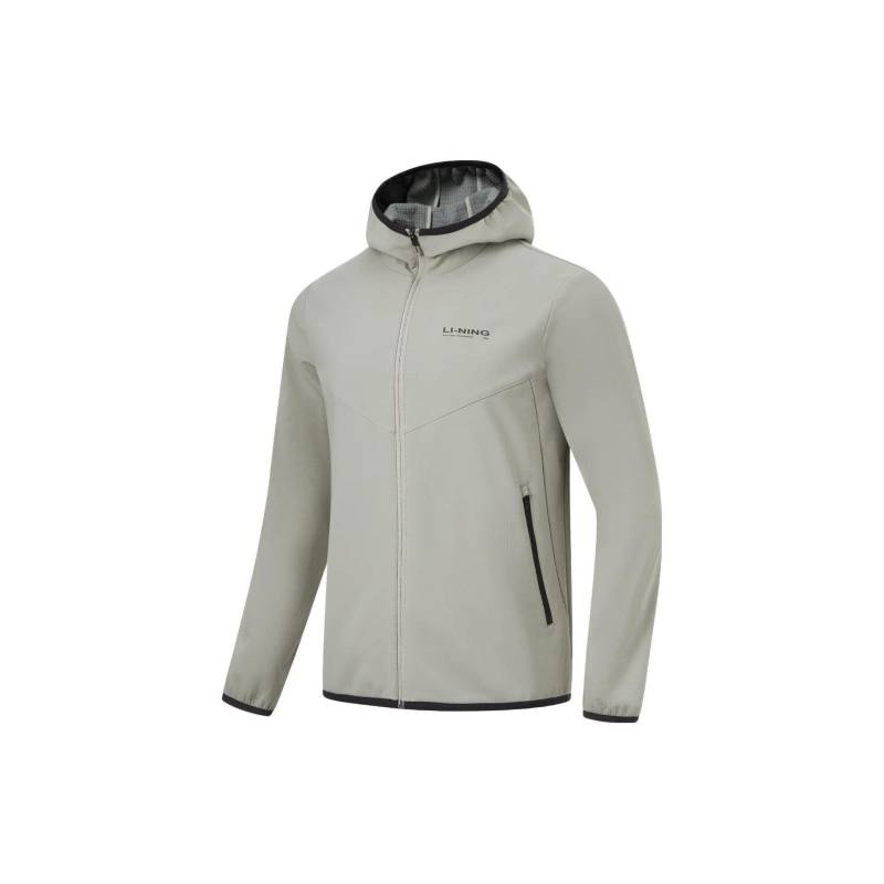 Li Ning Einfarbiges Fleece-Sportjacke mit Reißverschluss und Kapuze für Herren Jacken Steingrau AFDT835-1 L von Joom DACH
