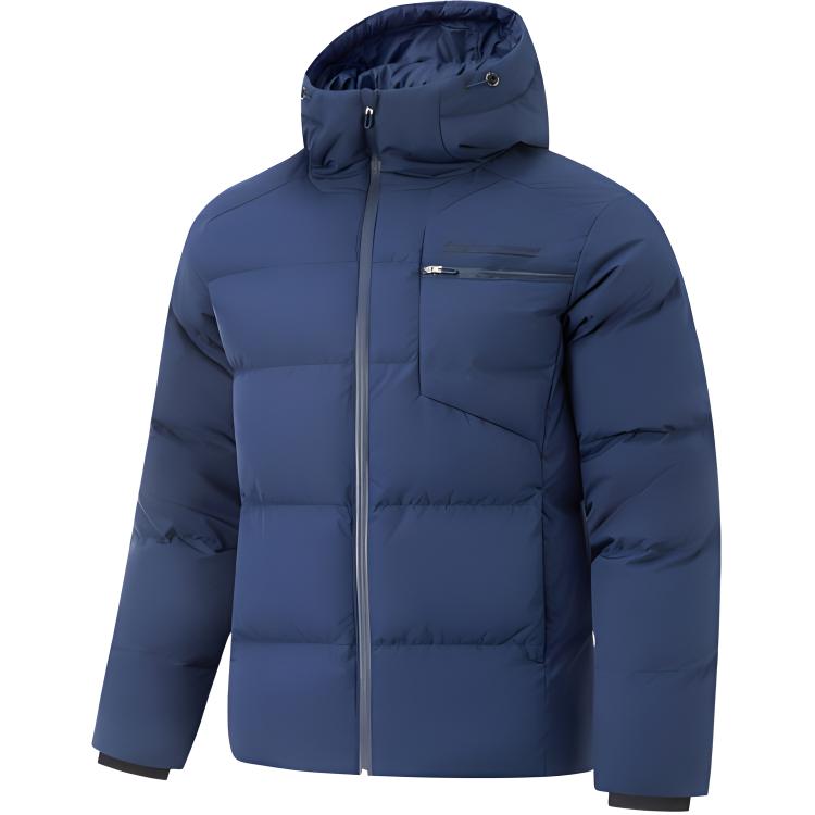 Li Ning Fitness Series Einfache Warme Kapuzen-Daunenjacke Herren Oberbekleidung Tiefmarineblau AYMU559-4 XL von Joom DACH