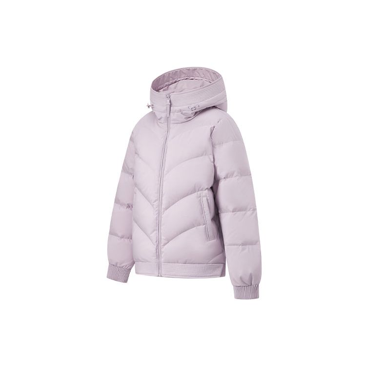 Li Ning Fitness Series Einfarbig Wasserabweisend Antistatisch Locker Geschnitten Kapuzen-Daunenjacke Damen Oberbekleidung Seidenlila AYMT094-2 XL von Joom DACH