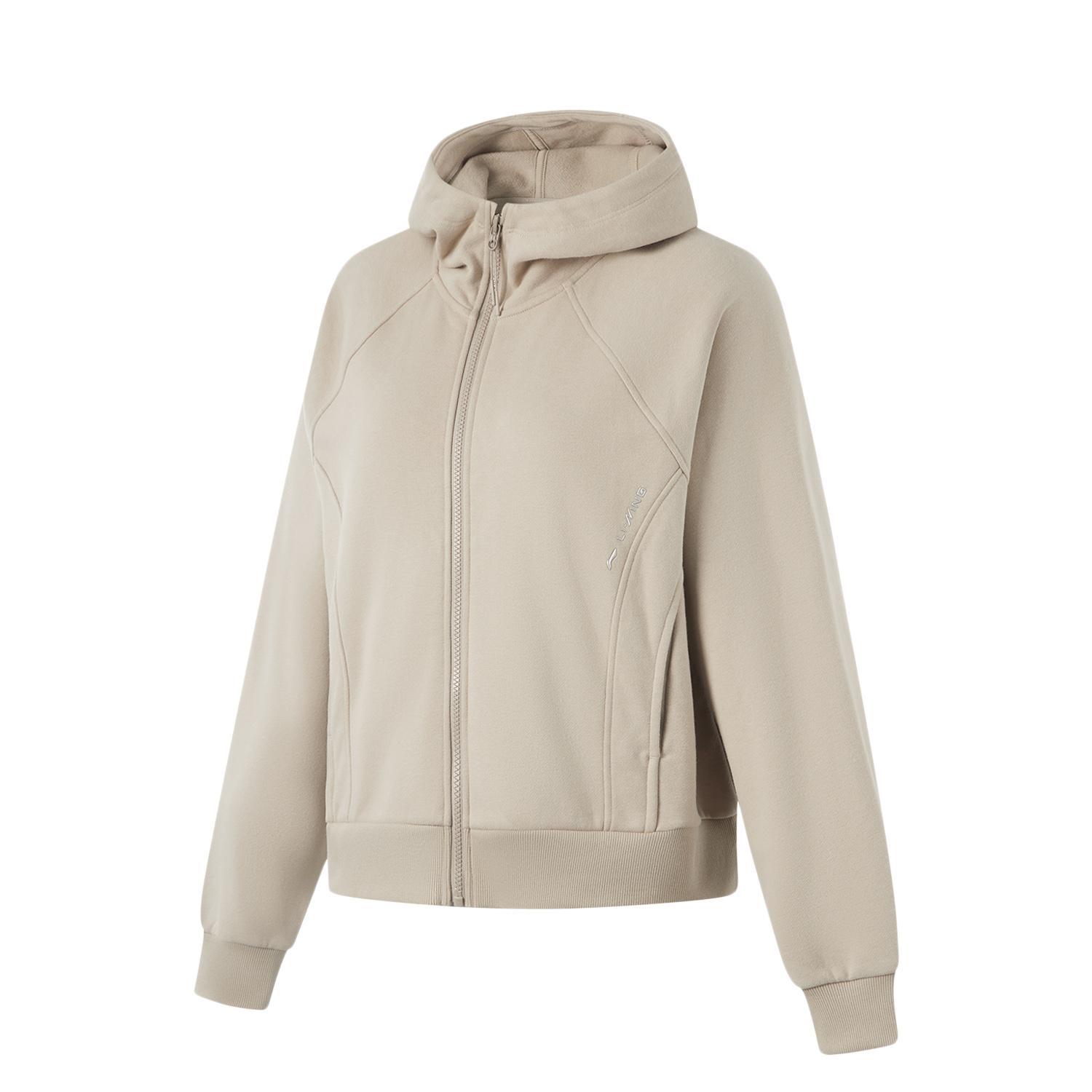 Li Ning Fitness Series Fleecegefütterte Warme Kapuzenstrickjacke Raglan Langarm Sweatshirt Damen Sweatshirt Staubgrau AWDU562-4 L von Joom DACH