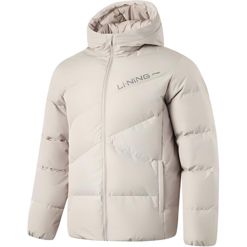 Li Ning Fitness Series Wasserabweisende Infrarot-Thermische Lässige Kapuzen-Daunenjacke mit kurzem Reißverschluss für Herren Oberbekleidung Staubgrau AYMV767-3 2XL von Joom DACH