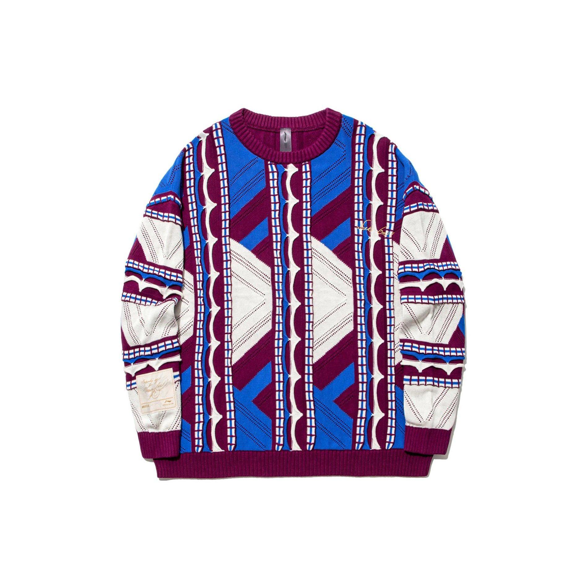 Li Ning Gestreifter Allover-Print Rundhals Lockerer Pullover Langarm Strickpullover Herren Pullover Lila Blau Creme AMBT237-2 L Li Ning Gestreifter Allover-Print Rundhals Lockerer Pullover Langarm Strickpullover Herren Pullover Lila Blau Creme AMBT237-2 L von Joom DACH